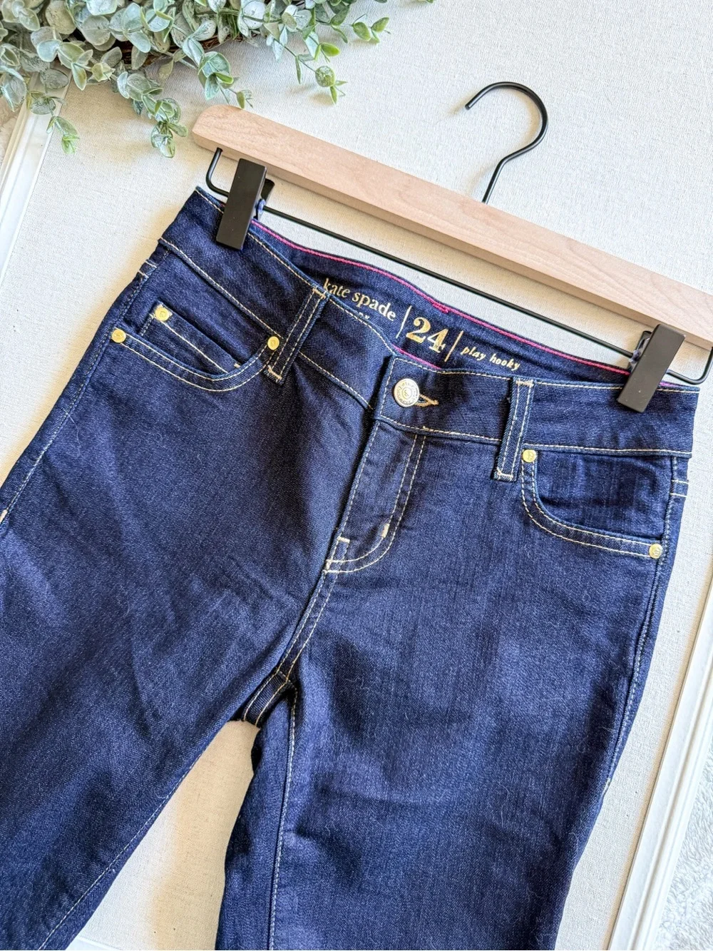 Kate Spade Dark Blue Play Hooky Skinny Jeans Size 24